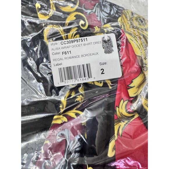 ALICE + OLIVIA ALISA REGAL ROMANCE BORDEAUX EMBROIDERED MINI DRESS SIZE 2 NWT - Picture 13 of 13